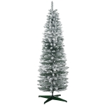 HOMCOM 6ft Snow Flocked Pencil Christmas Tree - 523 Branches, Slim Design, Metal Base - View #8