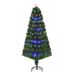HOMCOM 5ft Fiber Optic Artificial Fir Christmas Tree, LED Pre-Lit Holiday Decoration with 180 Lights and Branch Tips