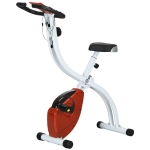 Soozier Foldable & Quiet Exercise Bike with 8-Level Magnetic Resistance, Pulse Sensor, Wheels and LCD Monitor, Red