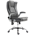HOMCOM Vibration Massage Office Chair, High Back Heated Computer Chair with Flip-up Armrest & Swivel Wheels, Gray