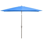 Outsunny 6.5x10ft Patio Umbrella, Rectangle Market Umbrella with Aluminum Frame and Crank Handle, Garden Parasol Outdoor Sunshade Canopy, Blue