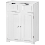 kleankin Bathroom Cabinet, Bathroom Storage Cabinet with 2 Drawers, Adjustable Shelf for Living Room, Entryway, White