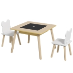 Qaba 3 Piece Kids Table and Chair Set with Convertible Desk with Storage, 3 in 1 Toddler Table and Chair Set for Nursery