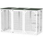 PawHut Catio Outdoor Cat Enclosure with Waterproof Roof, Multi-Level Platforms, Lock, White