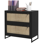Vinsetto Lockable Filing Cabinet, Boho 2 Drawer File Cabinet with Adjustable Hanging Bar for Letter, A4 and Legal Size, Black