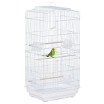 PawHut 36" Bird Cage, Macaw Play House, Cockatoo, Parrot, Finch Flight Cage, 2 Doors, Perch 4 Feeder Pet Supplies, White