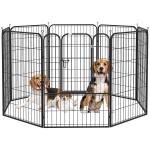 PawHut 8 Panel Pet Playpen Play Yard Fence Home DIY Heavy-Duty Metal Foldable Indoor Outdoor 39"H