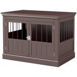 PawHut 31" Dog Crate Furniture End Table with Three Doors for Small Dogs, Coffee