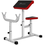 Soozier 265 LBS Preacher Curl Bench for Strength Training, Adjustable Seated Arm Isolated Barbell Dumbbell Bicep Station, White