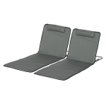 Outsunny Set of 2 Sun Lounger Beach Mat Folding Lounge Chair Mat with Adjustable Back Steel Frame Head Pillow Carry Bag Grey