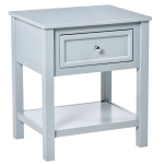 HOMCOM Accent End Table, Sofa Side Table with Storage Drawer and Bottom Shelf for Living Room,Gray