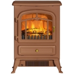HOMCOM Fireplace Stove, Electric Fireplace Heater with Realistic LED Flames and Logs, 725W/1450W, Dark Brown