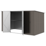 Outsunny 11.2' x 5.6' Storage Shed w/ Lockable Door, Galvanized Metal Utility Outdoor Shed for Backyard, Bike, Patio, Light Gray