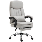 Vinsetto Executive Office Chair with Vibration Massage, Microfibre Swivel Desk Chair, Heated Reclining Computer Chair with Lumbar Support Pillow, Footrest, Light Gray