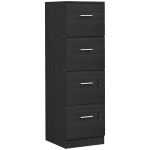HOMCOM Vertical Filing Cabinet with Lock, 4 Drawer File Cabinet with Adjustable Hanging Bar for A4 and Letter Size, Black