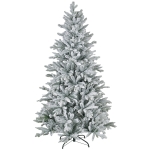 HOMCOM 6ft Artificial Flocked Christmas Tree with Snow Tips, Easy Assembly, Hinged Xmas Tree for Home Office Holiday
