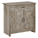 HOMCOM Farmhouse Sideboard Buffet Cabinet, Storage Cabinet with Barn Doors, Ash Grey