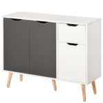 HOMCOM 35" Sideboard Storage Cabinet with Drawer, White and Grey