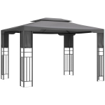 Outsunny 10' x 13' Outdoor Patio Gazebo with Double Vented Roof, Storage Shelves, Steel Frame for Lawn, Backyard and Deck, Gray