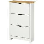 HOMCOM Shoe Storage Cabinet with 3 Flip Drawers and Adjustable Shelves for 9-18 Pairs of Shoes, White