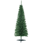 HOMCOM 5' Artificial Pencil Christmas Tree, Slim Xmas Tree with 294 Realistic Branch Tips and Plastic Stand, Green