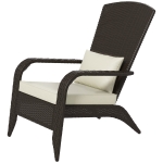 Outsunny Patio Wicker Adirondack Chair, Outdoor Rattan Muskoka Chair with Cushions for Patio, Garden, Backyard Khaki