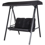 Outsunny 2-Seater Outdoor Porch Swing with Adjustable Canopy, Patio Swing Chair for Garden, Poolside, Backyard, Black