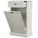 HOMCOM Kitchen Tilt Out Trash Bin Cabinet Free Standing Storage Cabinet with Drawer, Light Gray