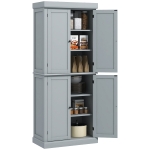 HOMCOM 72.5" Freestanding Kitchen Pantry Cabinet with 4 Doors, Grey