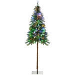 HOMCOM 6' Artificial Christmas Tree with Warm White or Colourful LED Lights, Pencil Shape, Steel Base