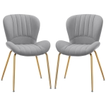 HOMCOM Dining Chairs Set of 2, Modern Accent Chair with Cushioned Backrest, Upholstery for Living Room, Grey