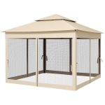 Outsunny Outdoor Patio Pop Up Canopy Gazebo Shelter with Zipper Netting, Carry Bag, 11' x 11', Beige