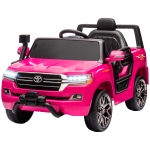 Qaba 12V Toyota LAND CRUISER Licensed Kids Car w Remote Control, Four Wheel Spring Suspension, Soft Start, LED Light, Pink