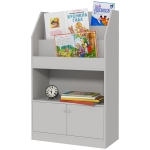 Qaba Toy Storage Cabinet, Kids Bookcase Children's Bookshelf for Kids Room, Bedroom, Playroom, Nursery, Gray