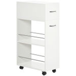 HOMCOM 3- tier Slim Storage Cart, Rolling Narrow Kitchen Cart on Wheels for Small Place, Slide Out Side Utility Cart for Bathroom, Laundry