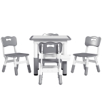 Qaba 5 Pieces Toddler Table and Chair Set, Height Adjustable Activity Table and Chair Set for Nursery Classroom, Grey