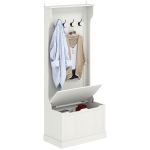 HOMCOM Hall Tree with Coat Rack, Storage, and Sitting Bench, Cream White