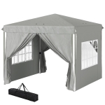 Outsunny 10' x 10' Pop-Up Canopy Tent with Sidewalls, Height-Adjustable, Carry Bag Included, for Outdoor, Garden, Patio, Light Grey