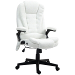 Vinsetto 6 Point Executive Office Chair with Heat, Velvet High Back Vibrating Massage Office Chair, White