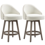 HOMCOM Bar Stools Set of 2 Fabric Kitchen Counter Stools, White