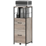 Vinsetto Vertical Filing Cabinet, Tall File Cabinet with 2 Drawers, Hanging Bars for Letter and A4 Size, Distressed Grey