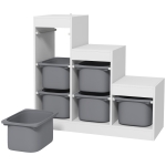 Qaba 3 Layers Kids Toy Storage Organizer with 6 Storage Bins, Kids Bookshelf for Ages 3-8 Years, Play Room, Bedroom, Gray