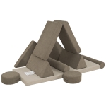 Qaba 12 Pieces Kids Foam Climbing Blocks with Washable Cover for Toddlers, Khaki