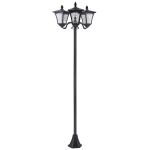 Outsunny Outdoor Solar Lamp Post, Vintage Style, Dimmable, Waterproof, for Garden Lawn Pathway Walkway, Black