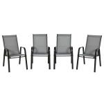 Outsunny Set of 4 Outdoor Dining Chairs, Heavy Duty Stackable Patio Dining Set with Armrests for Balcony Garden, Dark Grey