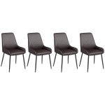 HOMCOM Upholstered Kitchen Chairs, Modern Dining Chairs Set of 4 with Diamond Tufting and Steel Legs for Dining Room, Brown