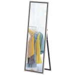 HOMCOM Floor Standing Mirror, Full Length Mirror, Free Standing, Leaning or Wall Mirror with Frame for Bedroom, Grey Wood Grain