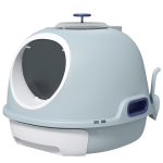 PawHut Cat Litter Box Toilet with Lid, Covered Litter Box with Scoop, Enclosed Drawer, and Skylight, Blue
