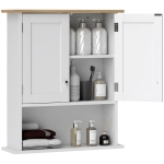 HOMCOM Wall Mounted Bathroom Cabinet, Modern Bathroom Wall Cabinet with 2 Doors and Adjustable Shelf, White