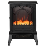 HOMCOM Electric Fireplace Heater, Freestanding Fireplace Stove with Realistic Flame Effect Overheat Protection 750W/1500W Black